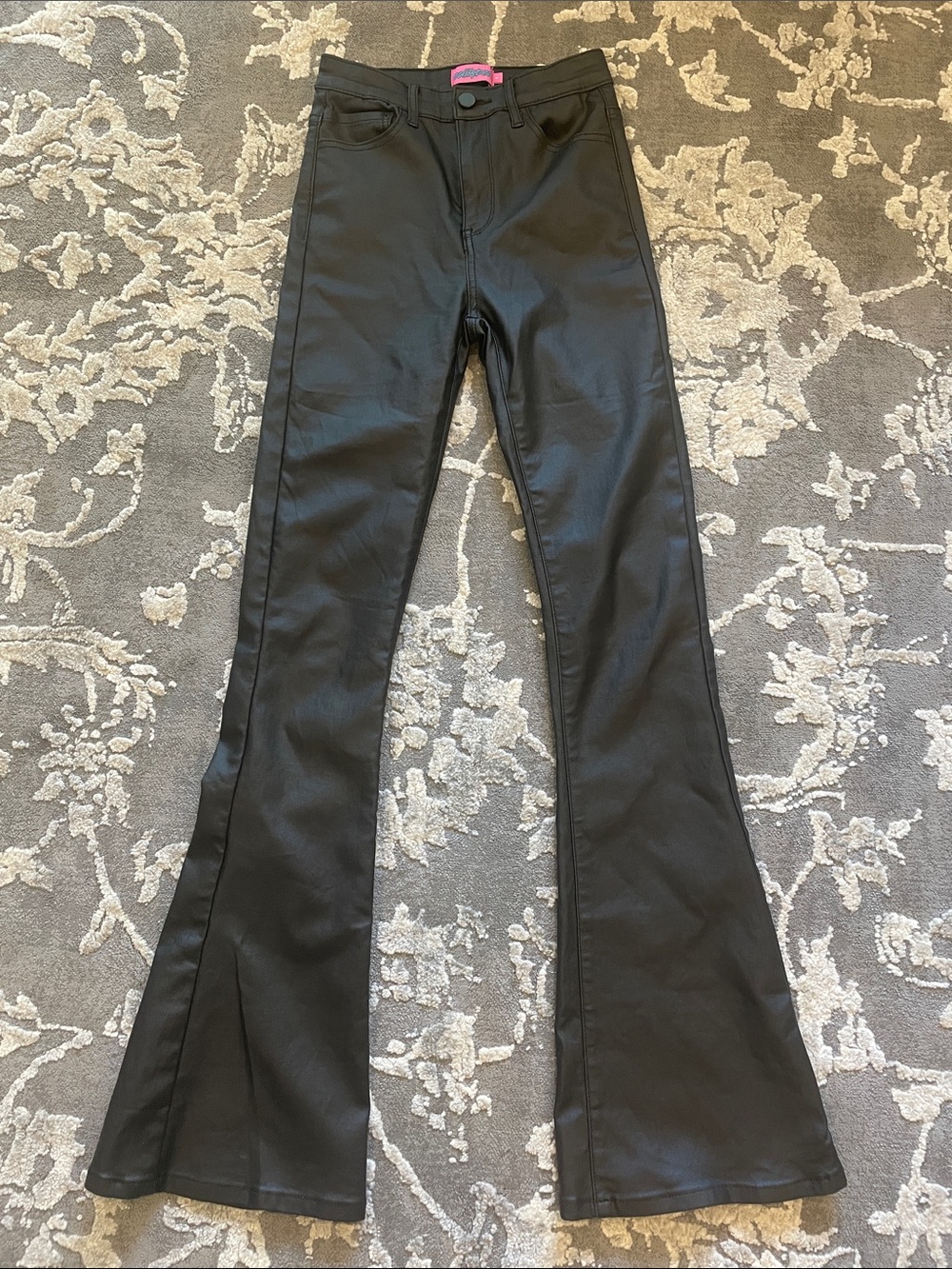 Edikted Black Faux Leather Flare Pants